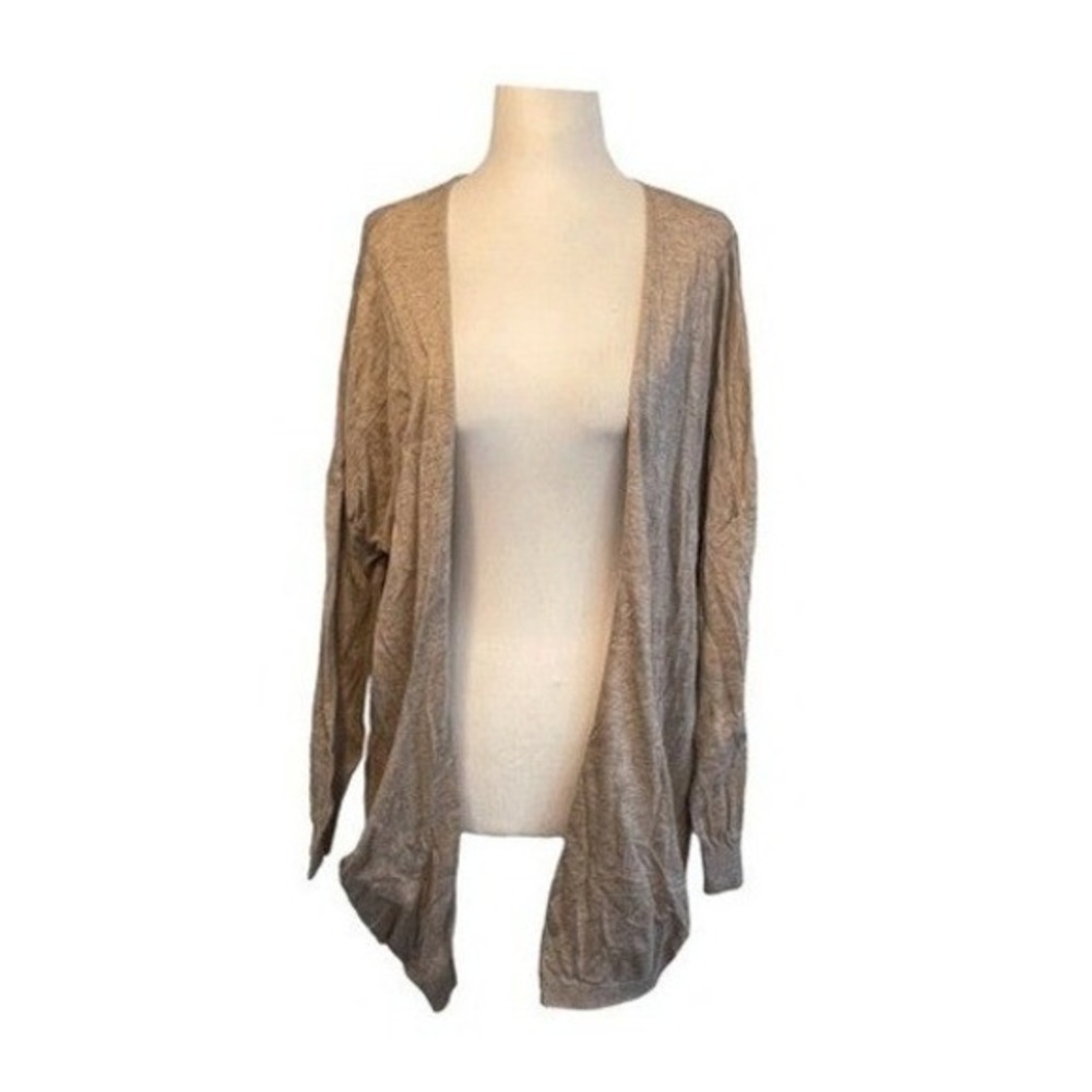 Cyrus Lightweight Cardigan Sweater Oatmeal Tan Long Sleeve Open Front 1X